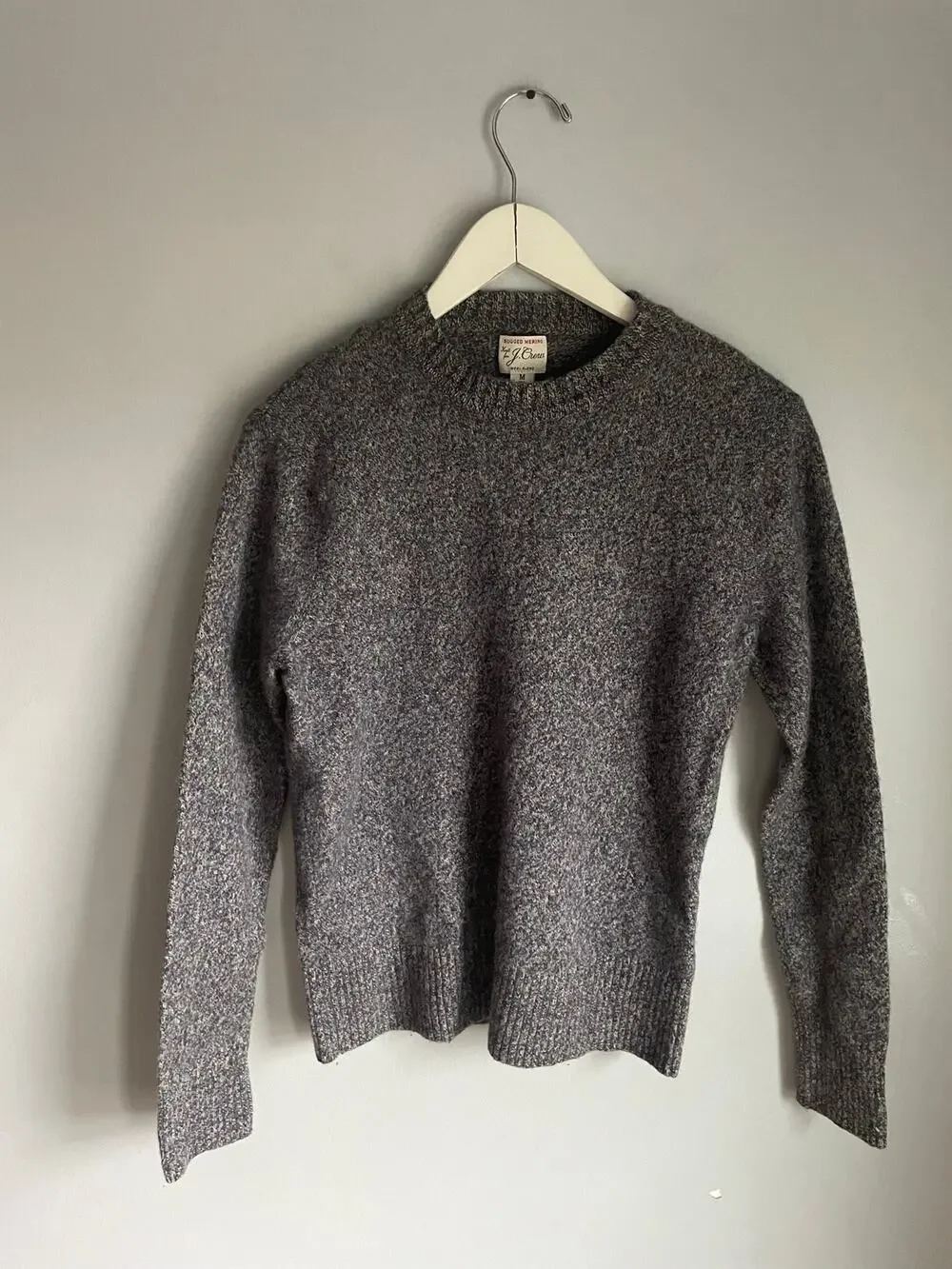 J.Crew Grey Mockneck Sweater - Size Medium Merino Wool Blend Heritage Minimalist